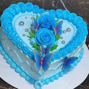 Blue Heart Butterfly Cake