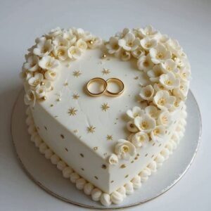 White Heart Rose Cake